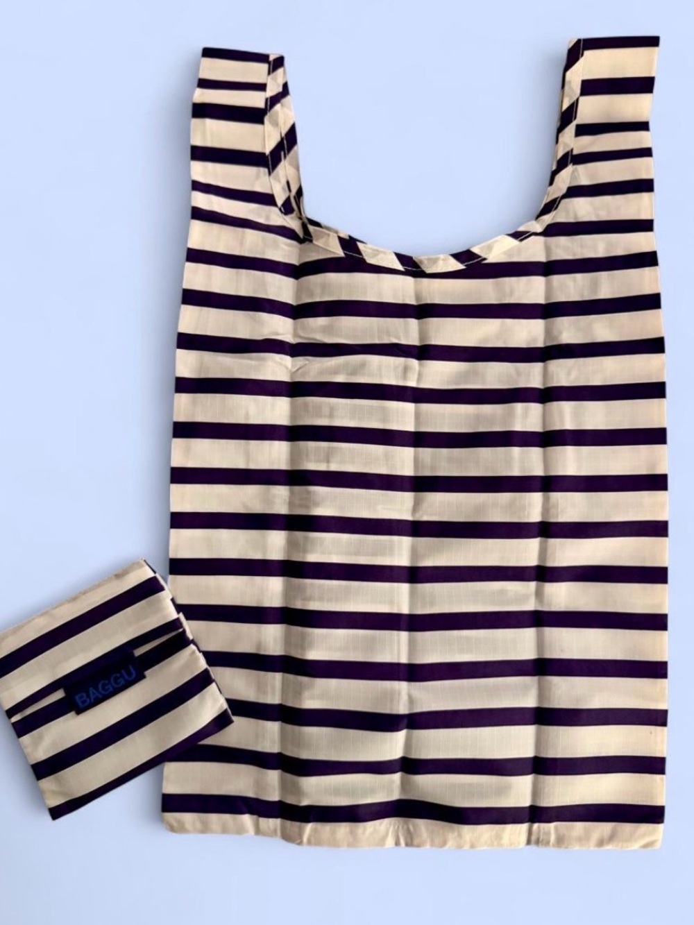 Rare Navy Sailor Stripe Baby Baggu Reusable Tote Bag